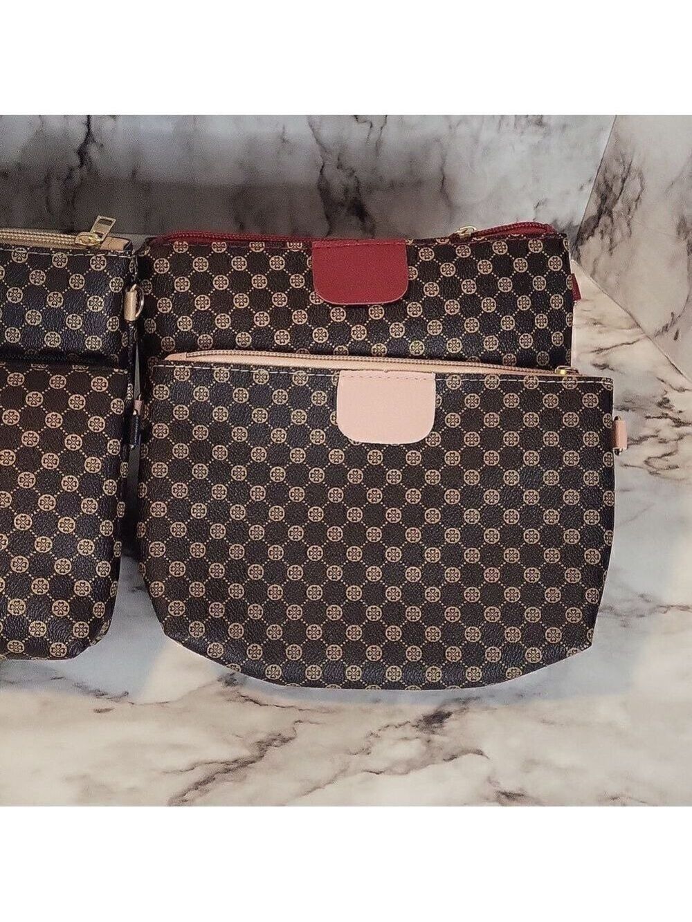 Mini Vegan Leather Print Monogram Square Zipper Crossbody - Picture 17 of 17